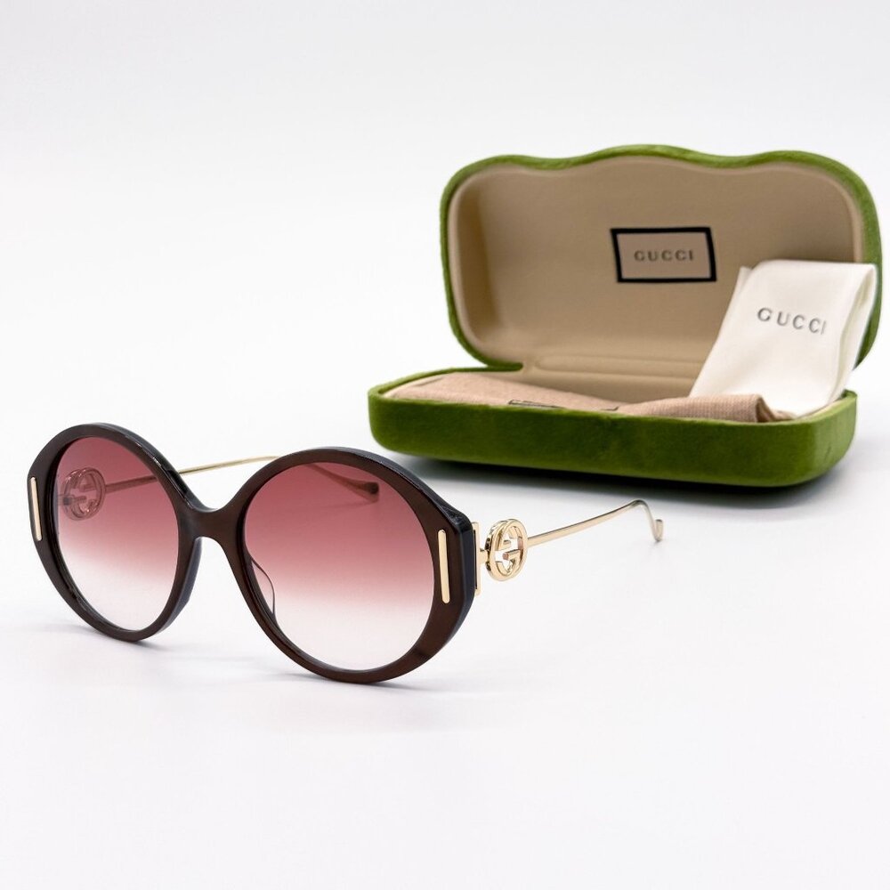 NEW GUCCI SUNGLASSES GG1202S 004 GOLD/BLACK WOMEN EYEWEAR GUCCI - Picture 2 of 12